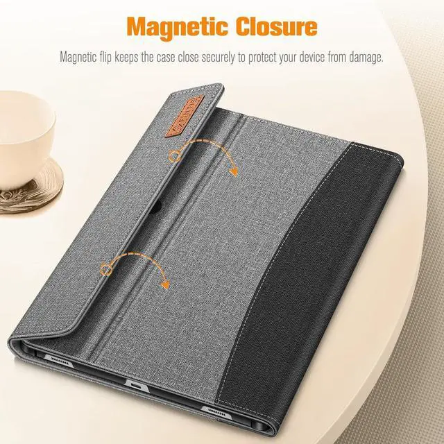 Alt view image 6 of 7 - Case for  Galaxy Tab S10 Plus 2024/ S9 FE Plus 5G 12.4 Inch 2023 with Built-in S Pen Holder Multiple Angle Portfolio Business Cover with Pocket Auto Sleep/Wake Gray