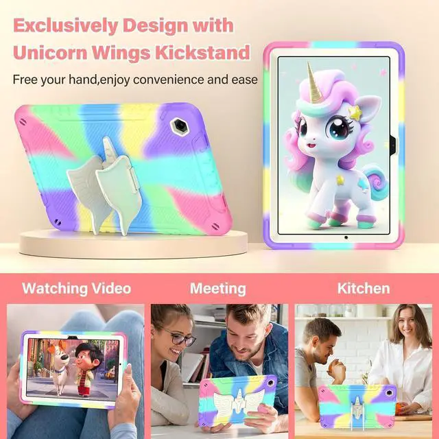 Alt view image 5 of 7 - Case for  Galaxy Tab A9+/ A9 Plus 11 inch 2023 with Tempered Glass Screen Protector Unicorn Stand Shoulder Strap Shockproof for Galaxy Tab A9 Plus Tablet Case Kids Girls (Colourful)