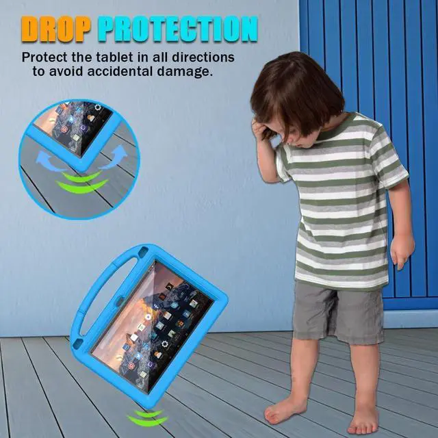 Alt view image 3 of 7 - Fire HD 10 & HD 10 Plus Tablet Case for Kids(13/11th Gen 2023/2021 Release)- Lightweight Shockproof Case with Screen Protector Handle Stand for Fire HD 10 Kids&Kids Pro -Blue