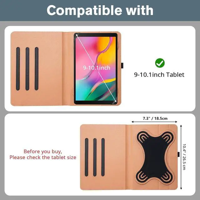 Alt view image 2 of 7 - Universal Tablet Case 9-10.1 inch Stand Folio Tablet Case Protective Cover for 9 9.7 10 10.1 Touchscreen Tablet with Multiple Viewing Angles and Pen Holder -Black