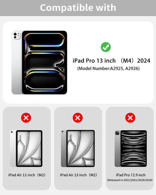 Alt view image 2 of 7 - Aoub for iPad Pro 13 Inch Case M4 (2024) Magnetic Attachment Slim Trifold Stand Case Supports Pencil Pro and Pencil(USB-C) Gray