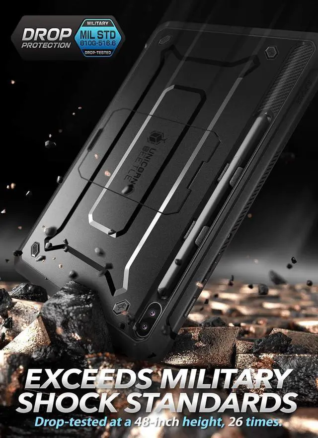 Alt view image 5 of 7 - UB Pro Series Case for Galaxy Tab S6 with Built-in Screen Protector Full-Body Rugged Kickstand Protective Case for Galaxy Tab S6 10.5 Inch Model SM-T860/T865/T867 2019 Release (Black)