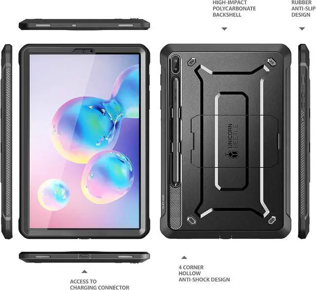 Alt view image 7 of 7 - UB Pro Series Case for Galaxy Tab S6 with Built-in Screen Protector Full-Body Rugged Kickstand Protective Case for Galaxy Tab S6 10.5 Inch Model SM-T860/T865/T867 2019 Release (Black)