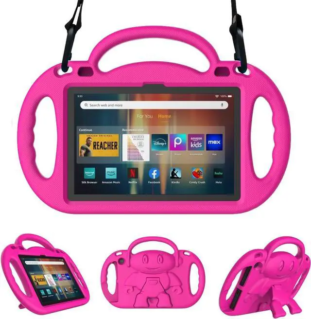 Main image of Fire HD 8 & HD 8 Plus Tablet Case for Kids(12th/10th Generation 2024/2022/2020 Release) Lightweight Shockproof Cover with Shoulder Strap Stand and Handle Not for Nokia TCL  -Pink