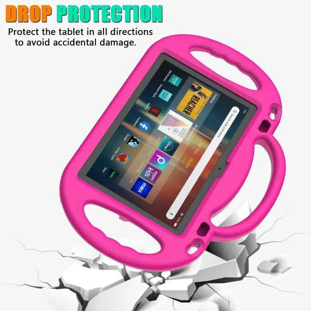 Alt view image 3 of 6 - Fire HD 8 & HD 8 Plus Tablet Case for Kids(12th/10th Generation 2024/2022/2020 Release) Lightweight Shockproof Cover with Shoulder Strap Stand and Handle Not for Nokia TCL  -Pink