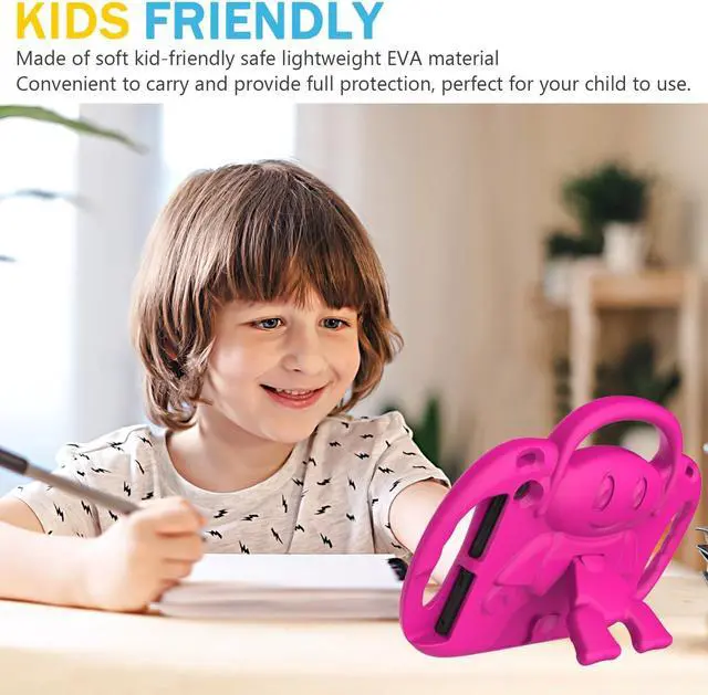 Alt view image 4 of 6 - Fire HD 8 & HD 8 Plus Tablet Case for Kids(12th/10th Generation 2024/2022/2020 Release) Lightweight Shockproof Cover with Shoulder Strap Stand and Handle Not for Nokia TCL  -Pink