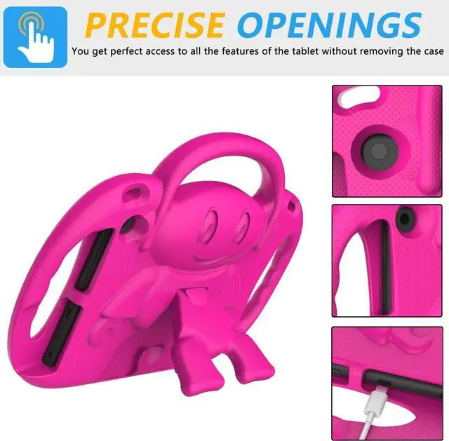 Alt view image 5 of 6 - Fire HD 8 & HD 8 Plus Tablet Case for Kids(12th/10th Generation 2024/2022/2020 Release) Lightweight Shockproof Cover with Shoulder Strap Stand and Handle Not for Nokia TCL  -Pink