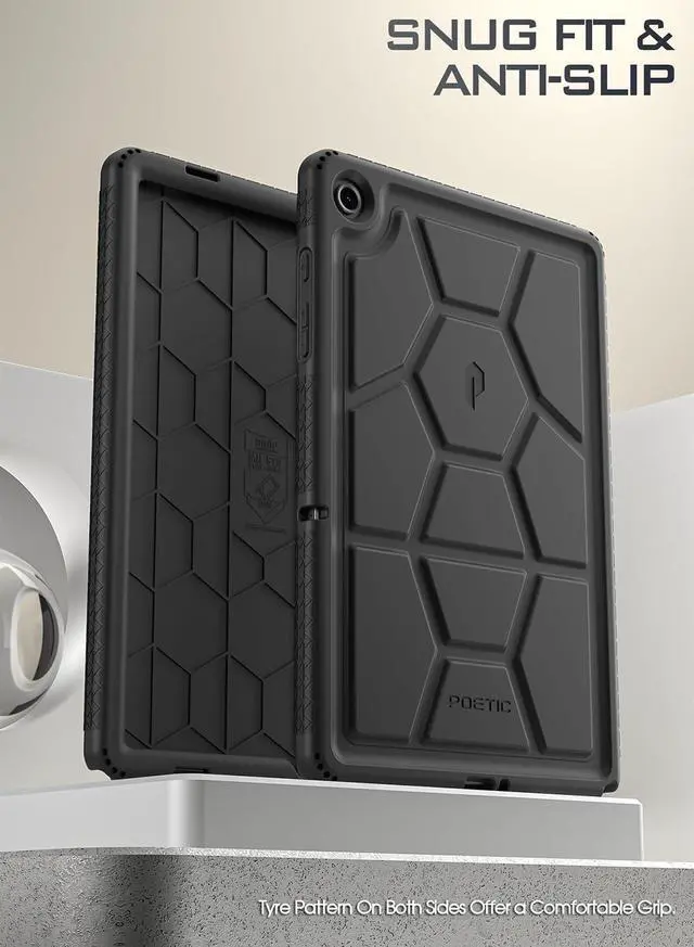 Alt view image 3 of 6 - TurtleSkin Case Designed for  Galaxy Tab A9 Plus + Case 11 Inch 2023 Heavy Duty Shockproof Rugged Kids Friendly Drop Protection Silicone Cover Case Black