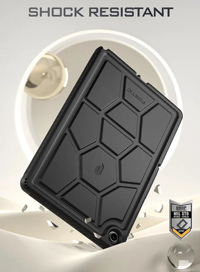 Alt view image 6 of 6 - TurtleSkin Case Designed for  Galaxy Tab A9 Plus + Case 11 Inch 2023 Heavy Duty Shockproof Rugged Kids Friendly Drop Protection Silicone Cover Case Black