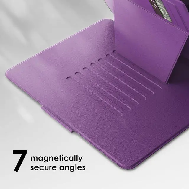 Alt view image 4 of 7 - Rugged Magnetic Auto Sleep/Wake Case for iPad Pro 13 Inch M4 2024 Stand Case with Pen Holder Card Slot Purple