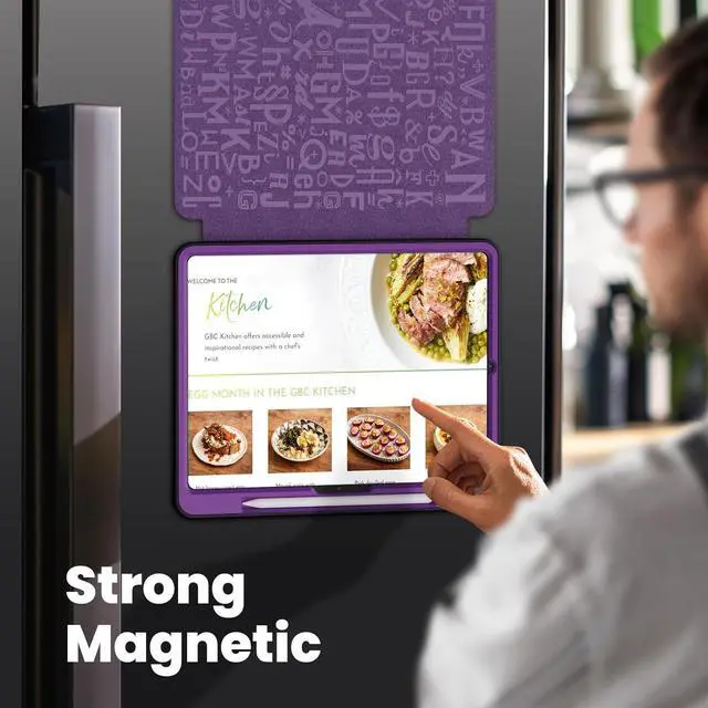 Alt view image 5 of 7 - Rugged Magnetic Auto Sleep/Wake Case for iPad Pro 13 Inch M4 2024 Stand Case with Pen Holder Card Slot Purple