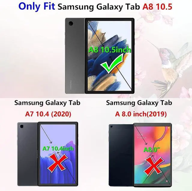 Alt view image 2 of 5 - for  Galaxy Tab A8 10.5 inch Case 2022 (Model SM-X200/X205/X207) Floral Hummingbird Cover for Galaxy Tab A8 10.5 2022 Auto Wake/Sleep Pencil Holder