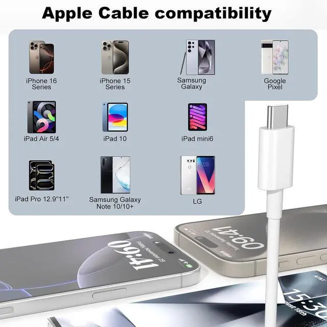 Alt view image 3 of 7 - Carplay Cable 3FT+6FT for iPhone 15/16 15 Pro Max/15 Plus USB A to USB C Cable for Carplay USB C Cord iPad 10th iPad Pro 12.9/11 iPad Air 5/4th Charger Cable for Carplay USB C Cord