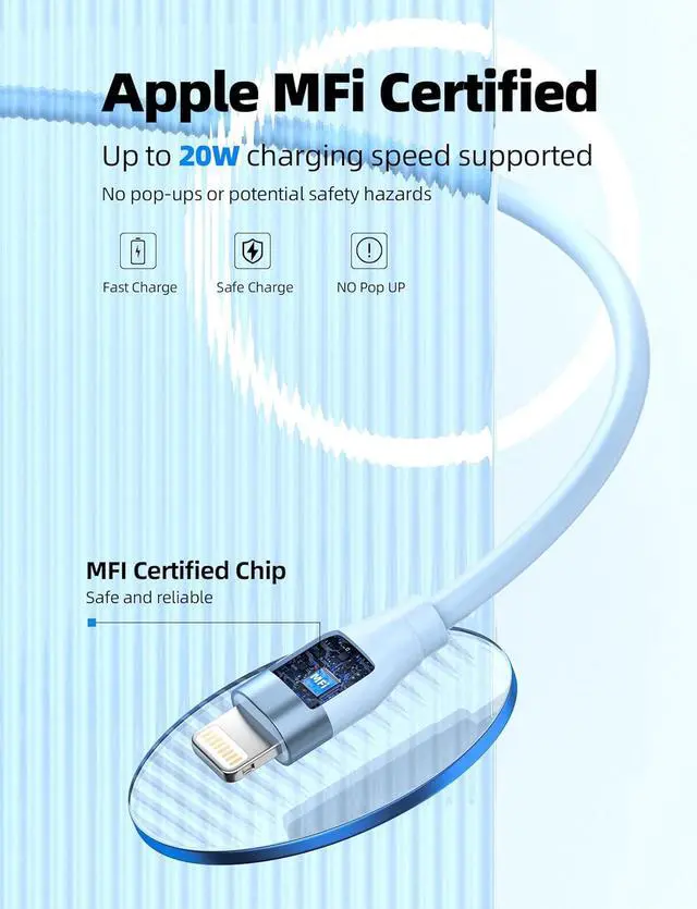 Alt view image 2 of 6 - USB C to Lightning Cable 3 Pack 6FT MFi Certified iPhone Fast Charger Type C to Lightning Cord for iPhone 14 13 12 11 Pro Max Xr Xs 8 and More
