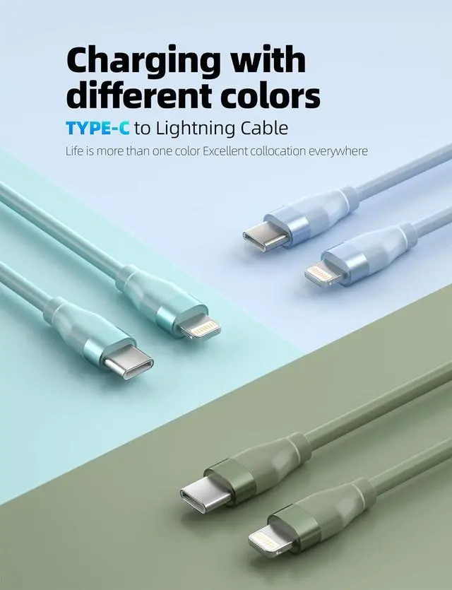 Alt view image 5 of 6 - USB C to Lightning Cable 3 Pack 6FT MFi Certified iPhone Fast Charger Type C to Lightning Cord for iPhone 14 13 12 11 Pro Max Xr Xs 8 and More