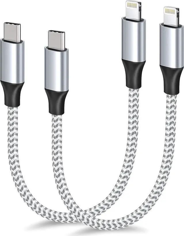 Main image of 1ft USB C to Lightning Cable Short 2 Pack PD USB C iPhone Charger Cable MFi Certified 12 inch Fast Charging Type C to Lightning Cord Nylon Braided for iPhone 14/13/12/11Pro/X/XR/XS/8/7/6s/Plus/iPad