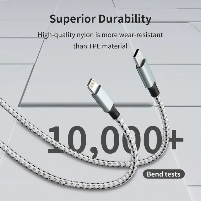 Alt view image 3 of 7 - USB C to Light-ning Cable(3FT/6FT/10FT 3Pack)[MFi Certified] iPhone Charger Cord Fast Charging Type C to Light-ning Cable Compatible with iPhone 14 13 12 11 Pro Max X XS XR 8 7 6s Plus SE