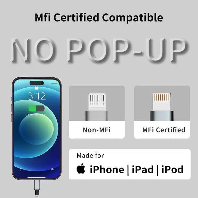 Alt view image 5 of 7 - USB C to Light-ning Cable(3FT/6FT/10FT 3Pack)[MFi Certified] iPhone Charger Cord Fast Charging Type C to Light-ning Cable Compatible with iPhone 14 13 12 11 Pro Max X XS XR 8 7 6s Plus SE