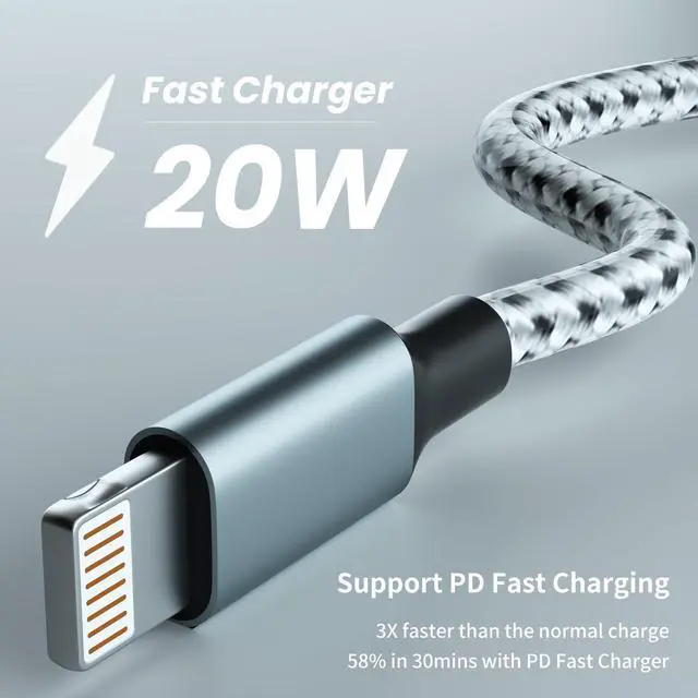 Alt view image 6 of 7 - USB C to Light-ning Cable(3FT/6FT/10FT 3Pack)[MFi Certified] iPhone Charger Cord Fast Charging Type C to Light-ning Cable Compatible with iPhone 14 13 12 11 Pro Max X XS XR 8 7 6s Plus SE