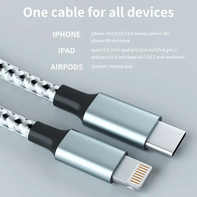 Alt view image 7 of 7 - USB C to Light-ning Cable(3FT/6FT/10FT 3Pack)[MFi Certified] iPhone Charger Cord Fast Charging Type C to Light-ning Cable Compatible with iPhone 14 13 12 11 Pro Max X XS XR 8 7 6s Plus SE