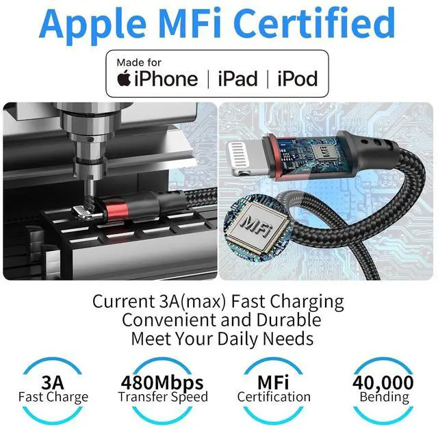 Alt view image 2 of 7 - 6 inch Short USB C to Lightning Cable 3Pack 0.5ft USB C iPhone Charger Cord Nylon Braided Short Type C to Lightning Cable Fast Charging for iPhone 14 13 12 11 Pro Max Mini XR XS SE