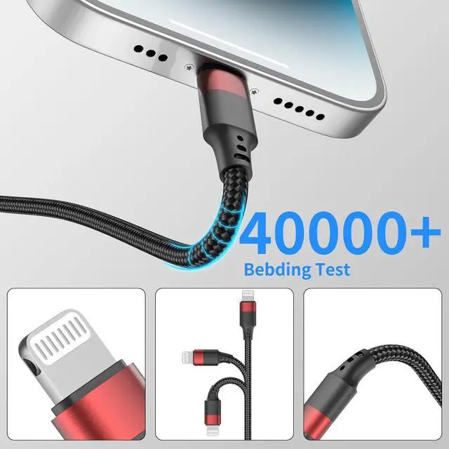 Alt view image 5 of 7 - 6 inch Short USB C to Lightning Cable 3Pack 0.5ft USB C iPhone Charger Cord Nylon Braided Short Type C to Lightning Cable Fast Charging for iPhone 14 13 12 11 Pro Max Mini XR XS SE