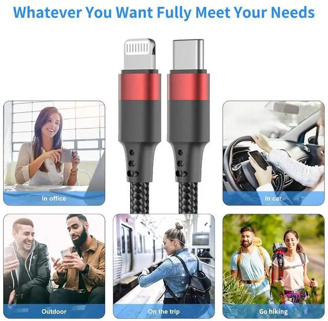 Alt view image 6 of 7 - 6 inch Short USB C to Lightning Cable 3Pack 0.5ft USB C iPhone Charger Cord Nylon Braided Short Type C to Lightning Cable Fast Charging for iPhone 14 13 12 11 Pro Max Mini XR XS SE