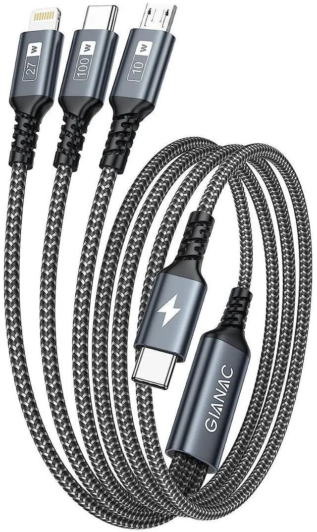 Main image of 100W USB C Multi Charging Cable [1.2M] 3 in 1 Charging Cable with E-Mark Chip USB C [100W]+Lightning[27W]+Micro[10W] for iPad Pro iPad Mini MacBook Pro/Air/iPhone14 13 12 11