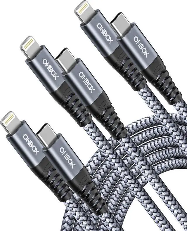Main image of USB-C to Lightning Cable 3FT 3Pack iPhone Charger Fast Charging Braided Type C Charging Cord Compatible with iPhone 14 13 13 Pro Max 12 12 Pro Max 11 XS XR X 8 iPad