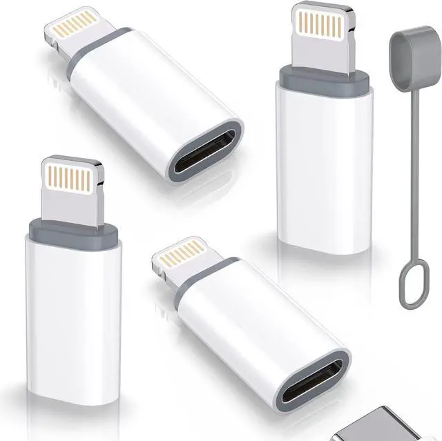 Main image of USB C Type C to Lightning Adapter MFi Certified 4 Pack 27W Fast Charging Support Data Sync Lightning to USB Type C Cable Adapter for iPhone/iPad/for Airpods with Anti-Lost Loop Not for Audio/OTG