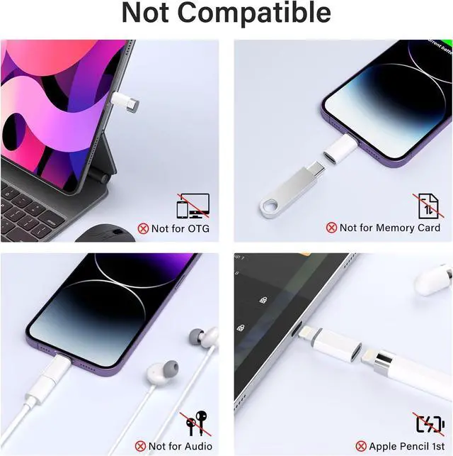 Alt view image 5 of 7 - USB C Type C to Lightning Adapter MFi Certified 4 Pack 27W Fast Charging Support Data Sync Lightning to USB Type C Cable Adapter for iPhone/iPad/for Airpods with Anti-Lost Loop Not for Audio/OTG