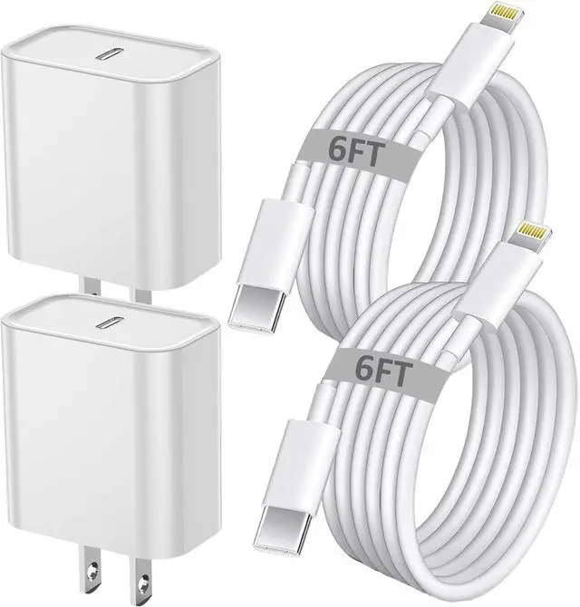 Main image of iPhone Fast Charger iPhone Charger Fast Charging 2Pack PD 6FT Type C Quick USB C to Lightning Cable Cord Fast Charger iPhone USB C Wall Block Plug for iPhone 14 13 12 11 Pro Max XR XS X iPad AirPods