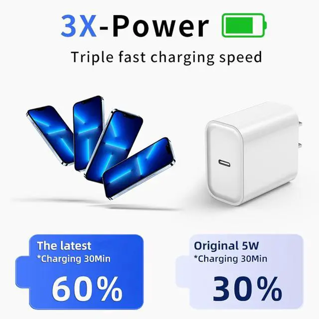 Alt view image 2 of 7 - iPhone Fast Charger iPhone Charger Fast Charging 2Pack PD 6FT Type C Quick USB C to Lightning Cable Cord Fast Charger iPhone USB C Wall Block Plug for iPhone 14 13 12 11 Pro Max XR XS X iPad AirPods