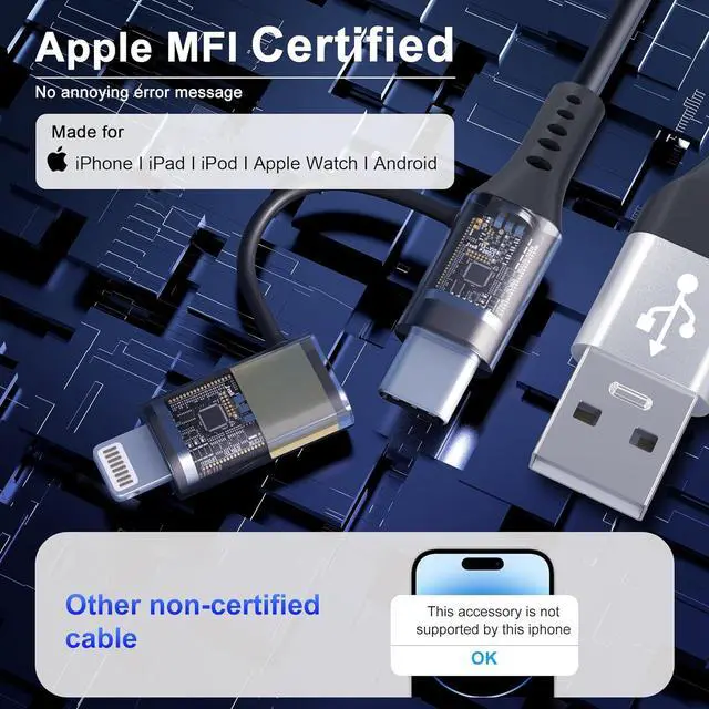Alt view image 4 of 7 - USB to USB-C and Lightning Cable 2 in 1 Coiled Cable Aple Carplay & Android Auto Compatible [MFi & 3A Fast Charge & Data Sync] Coiled Lightning and USB C Cable for iPhone 16/15/14/13/Android Silver