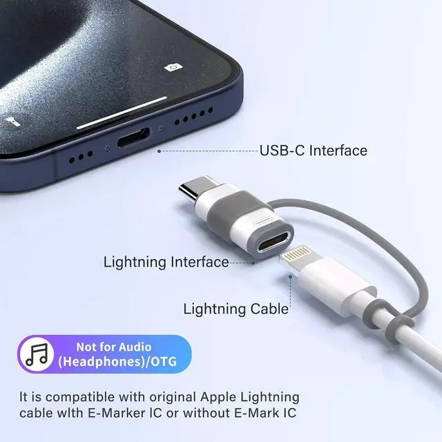 Alt view image 3 of 7 - 4 Pack Lightning to USB C Adapter for iPhone 15/16 Pro/16 Pro Max/Plus  S24 iPad Air Nintendo Switch Fast Charging&Data Transfer Type C Charger Connector Cable for iPhone 16/15 Charger