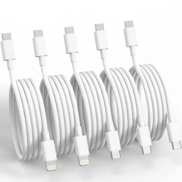 Main image of 5Pack iPhone15 14 13 USB C Charger Cable 6FT [MFi Certified] 3PCS USB C to USB C Cable and 2PCS USBC to Lightning Cord for iPhone 15 to 8