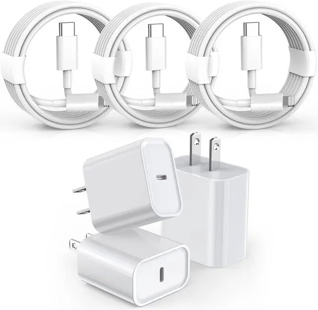 Main image of 3 Pack Fast Charger iPhone  MFi Certified6FT iPhone Charger Fast Charging USB C Block Wall Adapter 6 Foot Type C to Lightning Cable for iPhone 14 Pro Max/14 Plus/13 Pro/12/12Pro/11/XS/X AirPods