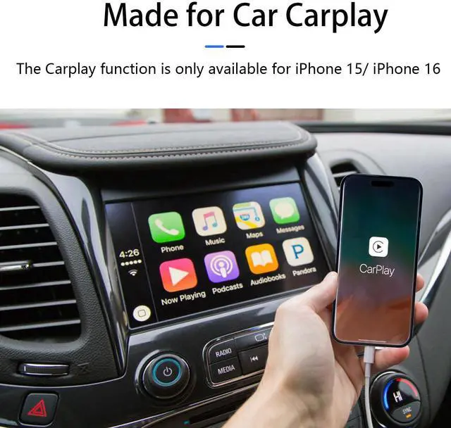 Alt view image 2 of 7 - Car Carplay Cable for iPhone 15/16 USB A to USB C Cable Compatible for iPhone 15/16/16E/SE4 15/16 Pro Max 15/16 Plus iPad 10th/11 Gen iPad Pro 12.9 iPad Air 5th/4th Charger Cord Car Charging Cable
