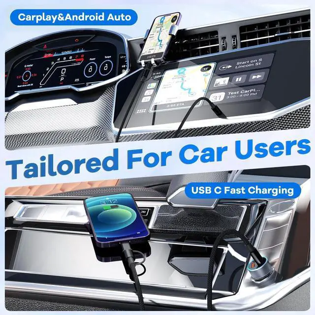Alt view image 6 of 7 - 60W Max 2 in 1 USB C to USB C/Lightning Cable 2Pack 4FT Fast Charging Type C Cable Multi Charging Cable iPhone Charger Cord Compatible for iPhone 16/15/14/13  MacBook Pad and More
