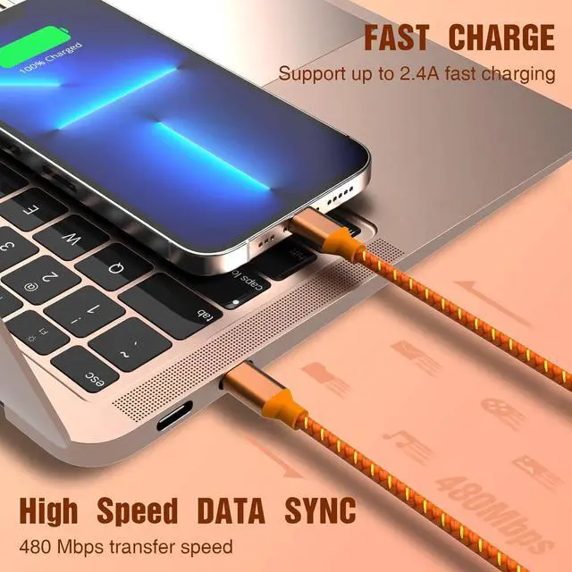 Alt view image 3 of 6 - USB C to Lightning Cable for  MFi Certified iPhone Charger 6FT 3 Pack Fast Charging Type c to Lightning Cable iPhone Fast Charger for iPhone 14 13 12 11 Pro Max Xr Xs 8 and More
