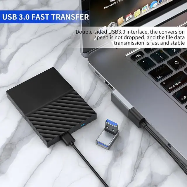 Alt view image 5 of 7 - 90 Degree Right Angle USB 3.0 Male to Female Expansion Adapter Supports Data Transfer & Charging Compatible with PC Laptop Hard Drive Keyboard Power Bank 2-Pack