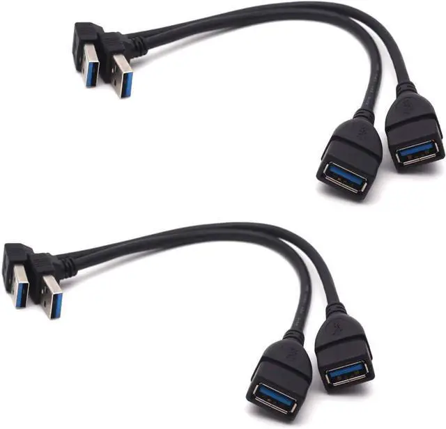 Main image of USB 3.0 Right Angle 90 Degree UP & Down Extension Cable Male to Female Converter Data Adapter Cord 2 Pairs