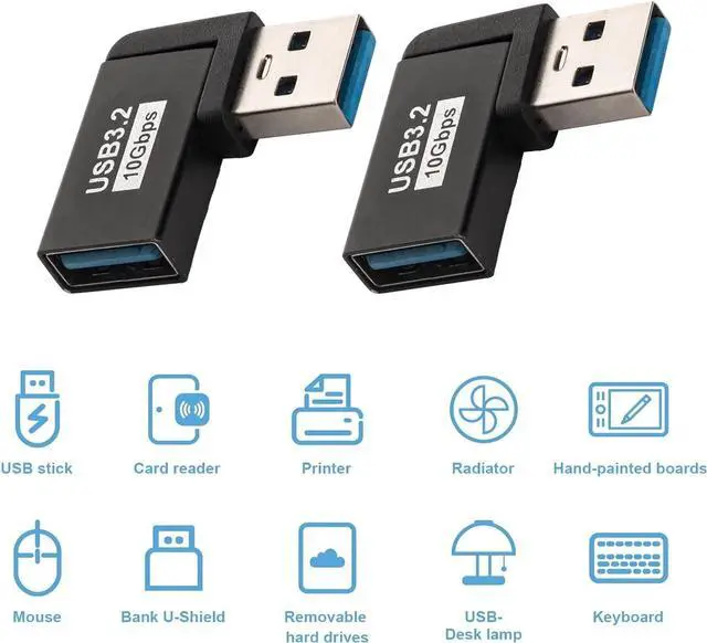 Alt view image 6 of 7 - USB 3.0 90 Degree Left Right Angle USB-A Male to Female Adapter Extender Connector USB Extension Adapter 2 Pcs for Laptops Wall Chargers Power Banks