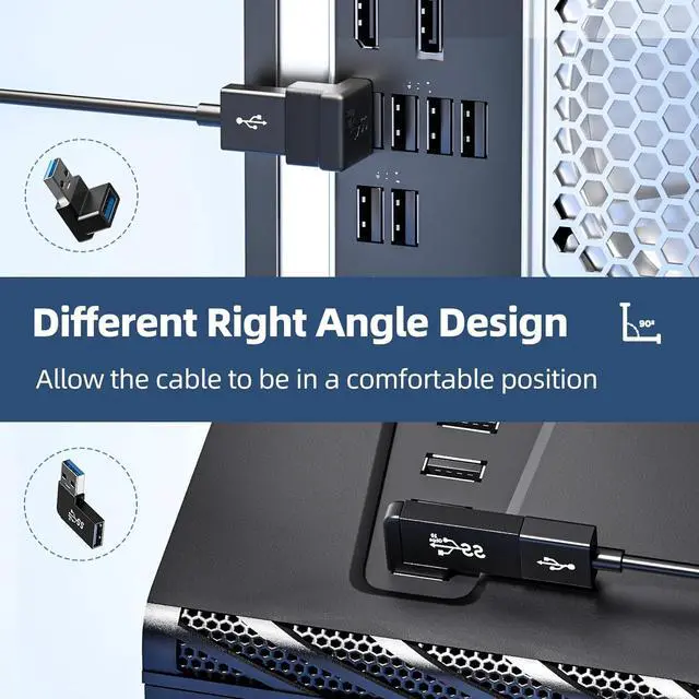 Alt view image 5 of 7 - 6 Pack 180 Degree & 90 Degree USB 3.1 Adapter Left and Right Angle USB A Male to Female Extender Connector for PC Laptop USB A Car Charger Surface Pro 7+ Raspberry Pi and More