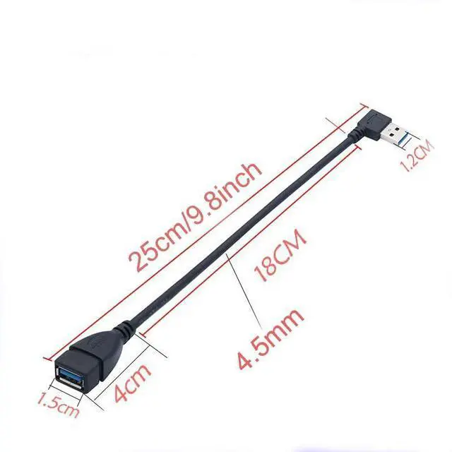 Alt view image 5 of 5 - 90 Degree (Left and Right Angle) USB 3.0 Male to Female Extension Cable can Withstand Fast Data Transfer Compatible with PC Laptop Mobile Power Webcam Charger etc.-2 Pack 10IN/25CM