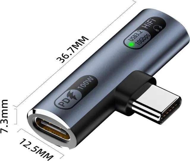 Alt view image 7 of 7 - USB C Splitter with 100W Fast Charging Dual USB C Headphone and Charger Adapter Dongle for iPhone 16/15 Series iPad MacBook Galaxy S24/S23 and More (Grey)