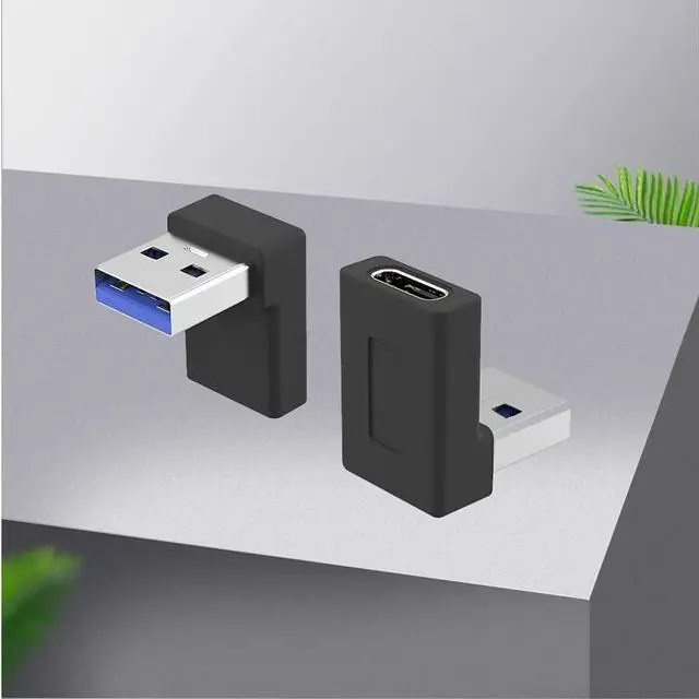 Alt view image 6 of 7 - Right Angle USB A Male to USB C Female Adapter 90 Degree USB3.0 to Type C Cable Connector Support unidirectional Sides 5Gbps & Data Transfer for Laptops Phone 2-Pack