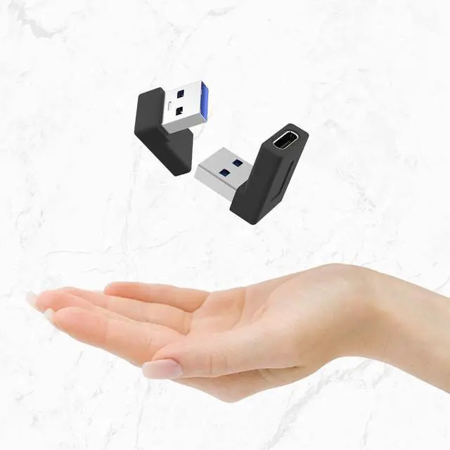 Alt view image 7 of 7 - Right Angle USB A Male to USB C Female Adapter 90 Degree USB3.0 to Type C Cable Connector Support unidirectional Sides 5Gbps & Data Transfer for Laptops Phone 2-Pack