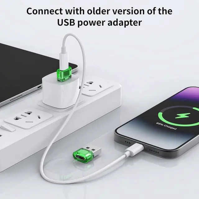 Main image of USB Male to USB C Adapter 6 Packs USB to USB C Super Fast Charging & OTG Function USB-A totype-C Adapter Compatible with iPhone15 Plus//Galaxy S20/ Google Pixel 7 6 5 4 (Green)