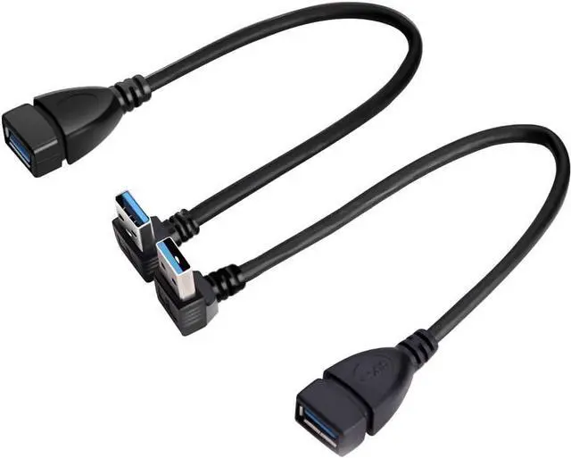 Main image of SuperSpeed USB 3.0 Male to Female Extension Data Cable Up and Down Angle 2PCS for PC Laptop etc..(20CM 8IN)